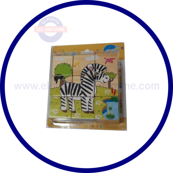 CUBO MADERA  BLISTER X 6 MOTIVOS VARIOS